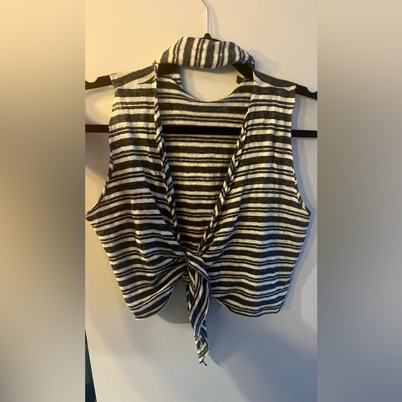 NWOT: Striped crop top tie tank with matching neck tie - Picture 2 of 2